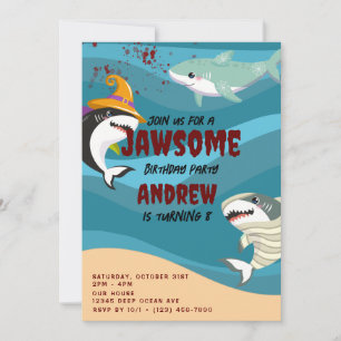 Leuke haai thema oceaan Halloween kostuum verjaard Kaart