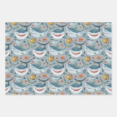 Leuke haaien blauw groen grijs verjaardag baby jon inpakpapier vel (Voorkant 2)