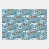 Leuke haaien blauw groen grijs verjaardag baby jon inpakpapier vel (Voorkant)