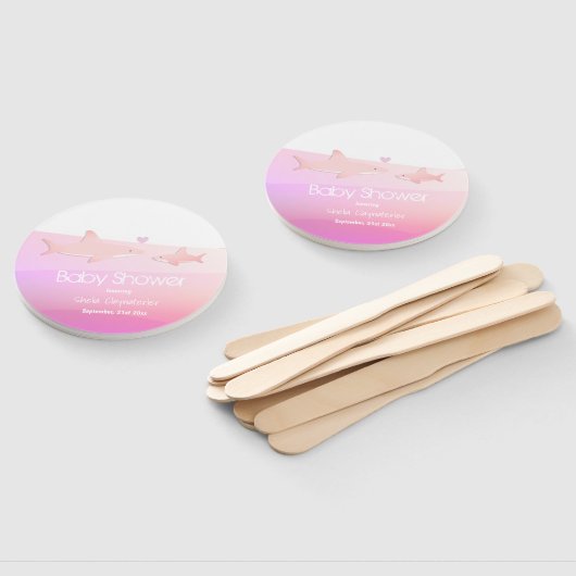 Leuke haaien en Ocean Pink | BABY SHOWER Handwaaier (Niet-gemonteerd)
