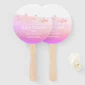 Leuke haaien en Ocean Pink | BABY SHOWER Handwaaier (Voorkant en achterkant)
