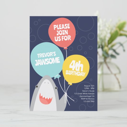 Leuke haaiensoort Kids Verjaardag Uitnodiging (Staand voorkant)