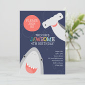 Leuke haaiensoort Kids Verjaardag Uitnodiging (Staand voorkant)