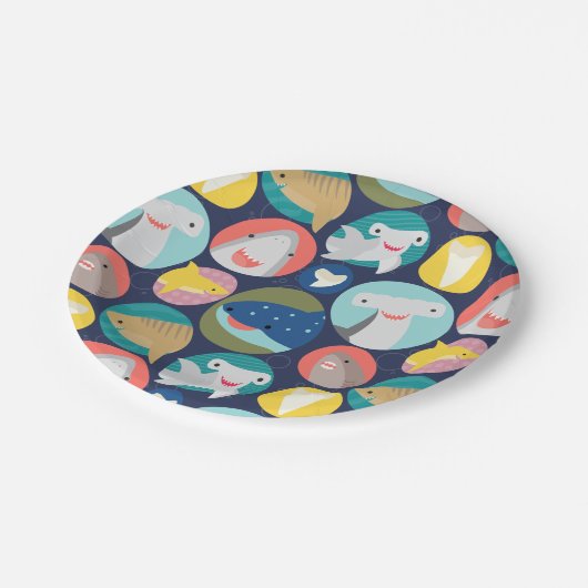 Leuke haaiensoorten papieren bordje (Gekanteld)