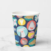 Leuke haaiensoorten verjaardag papieren bekers (Achterkant)