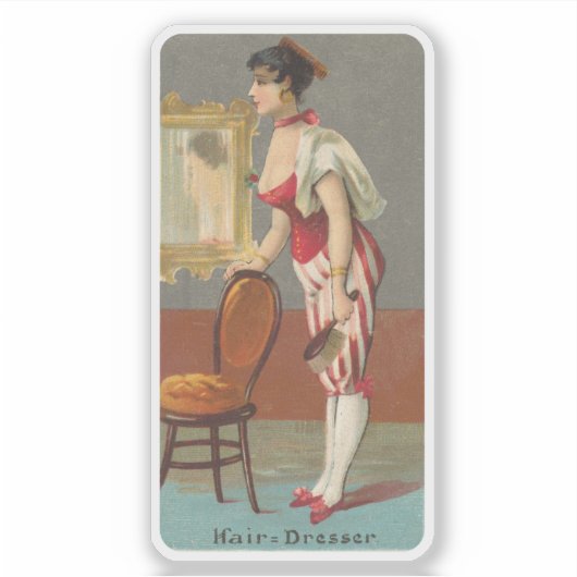 Leuke  Hair Dresser Illustratie 1800s Sticker (Voorkant)