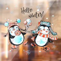 Leuke Hallo Winter Gelukkige Pinguïn Winkel