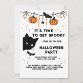 Leuke Halloween Black Cat Party uitnodiging (Voorkant)