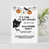 Leuke Halloween Black Cat Party uitnodiging (Staand voorkant)