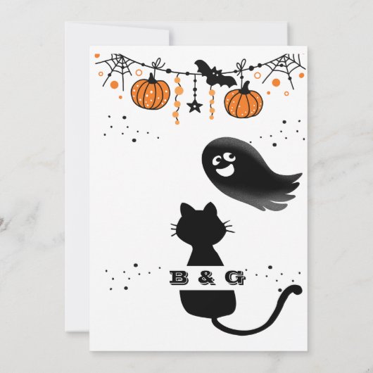 Leuke Halloween Black Cat Party uitnodiging (Achterkant)