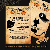 Leuke Halloween Black Cat Party uitnodiging