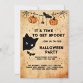 Leuke Halloween Black Cat Party uitnodiging (Voorkant)