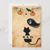 Leuke Halloween Black Cat Party uitnodiging (Achterkant)