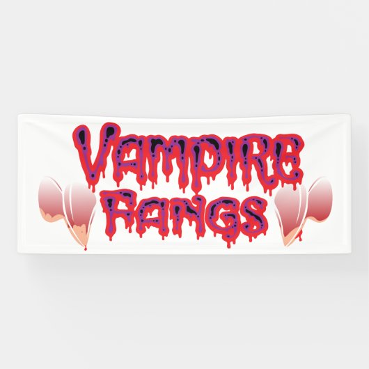 Leuke Halloween Bloederige Vampiertanden Spandoek (Horizontaal)