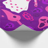 Leuke Halloween bloemenspook roze Cadeaupapier (Hoek)