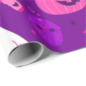 Leuke Halloween bloemenspook roze Cadeaupapier (Rol Hoek)