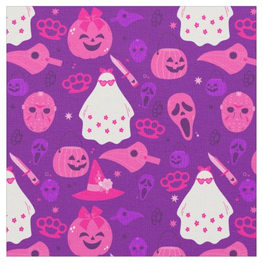Leuke Halloween bloemenspook roze Stof (Close Up)