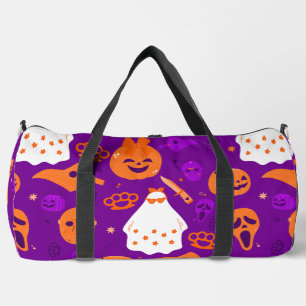 Leuke Halloween bloemenspook sinaasappel Plunjezak