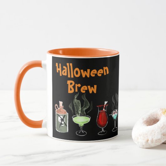 Leuke Halloween-brouwerij zwarte griezel Mok (Met donut)