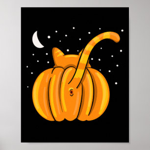 Leuke Halloween Cat Butt Pumpkin Oranje Tab Poster