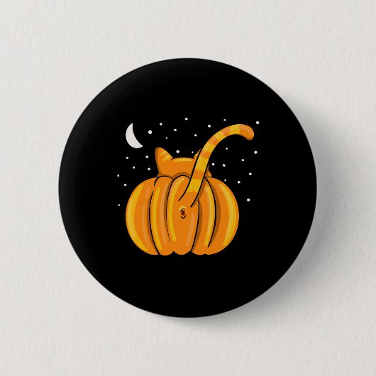 Leuke Halloween Cat Butt Pumpkin Oranje Tab Ronde Button 5,7 Cm (Voorkant)