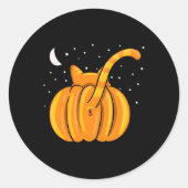 Leuke Halloween Cat Butt Pumpkin Oranje Tab Ronde Sticker (Voorkant)