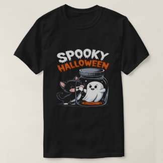 Leuke Halloween Cat en Spooky Ghost-Fun Design T-shirt