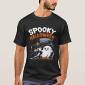 Leuke Halloween Cat en Spooky Ghost-Fun Design T-shirt (Voorkant)