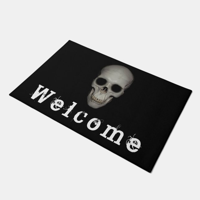 Leuke Halloween Decor Menselijke Schedel 'Welkom' Deurmat (Schuin)
