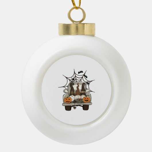 Leuke Halloween Design Halloween Gnomen op een Keramische Bal Ornament (Voorkant)