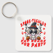 Leuke Halloween Dog Pumpkin Design voor huisdieren Sleutelhanger (Voorkant)
