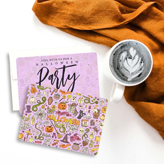 Leuke Halloween Doodle Patroon Kaart
