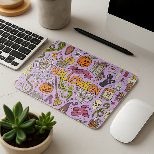 Leuke Halloween Doodle Patroon Muismat