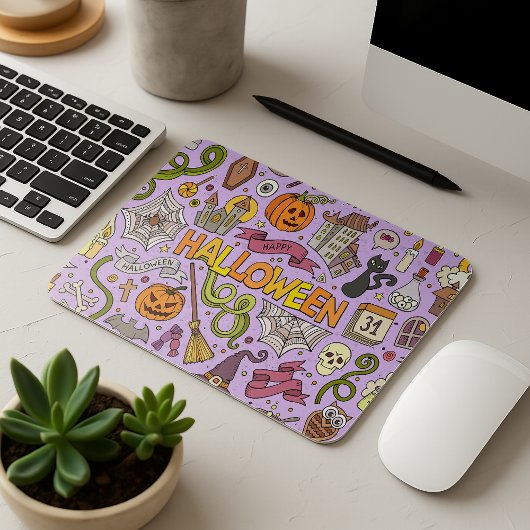 Leuke Halloween Doodle Patroon Muismat