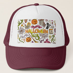 Leuke Halloween Doodle Patroon Trucker Pet