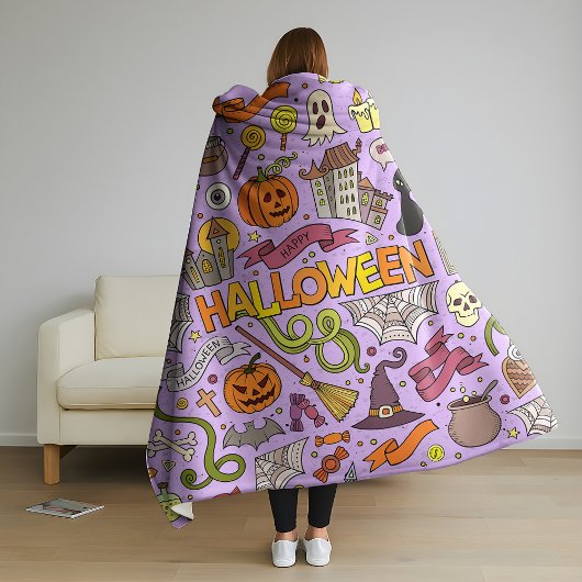 Leuke Halloween-doodlepatroon Fleece Deken