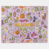 Leuke Halloween-doodlepatroon Fleece Deken (Voorkant (Horizontaal))
