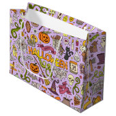 Leuke Halloween-doodlepatroon Groot Cadeauzakje (Voorkant Gekanteld)