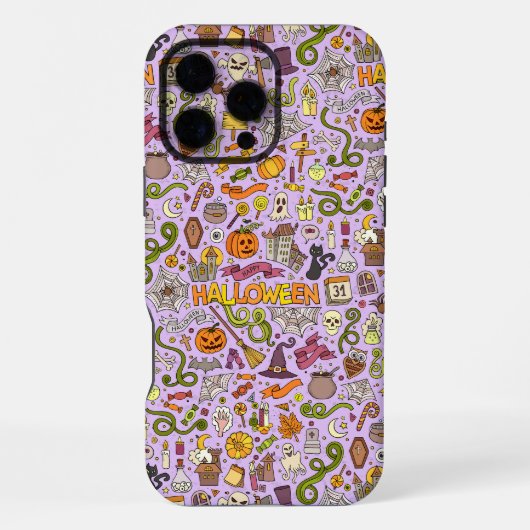 Leuke Halloween-doodlepatroon iPhone Hoesje (Achterkant)