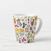 Leuke Halloween-doodlepatroon Latte Mok (Rechterhoek)