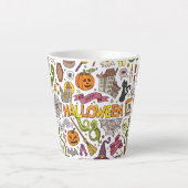 Leuke Halloween-doodlepatroon Latte Mok (Voorkant)