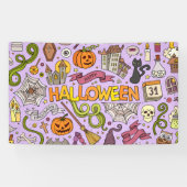 Leuke Halloween-doodlepatroon Spandoek (Horizontaal)