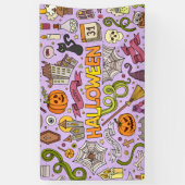 Leuke Halloween-doodlepatroon Spandoek (Verticaal)