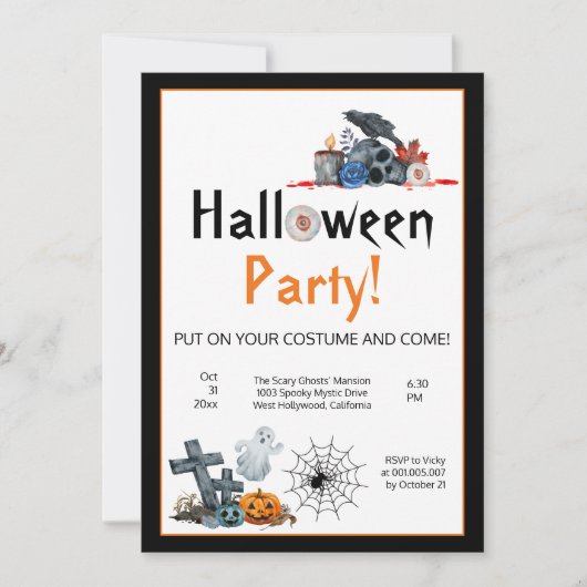 Leuke Halloween elementen kostuum party Kaart (Voorkant)