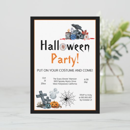Leuke Halloween elementen kostuum party Kaart (Staand voorkant)