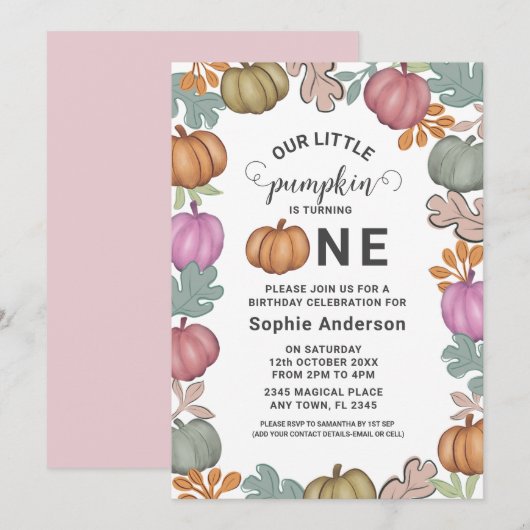 Leuke Halloween & Foliage 1e Verjaardag Pastel Par Kaart (Voorkant / Achterkant)