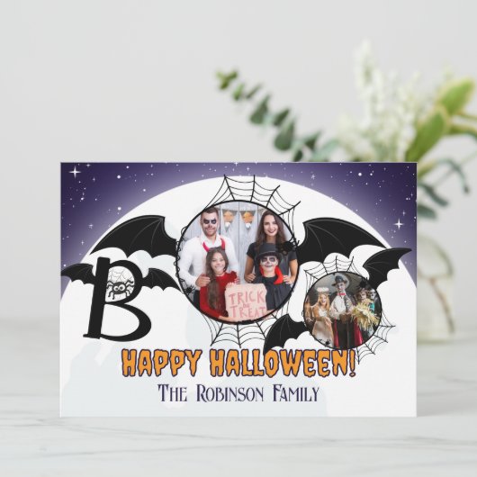 Leuke Halloween-foto-collagegroet Feestdagenkaart (Staand voorkant)