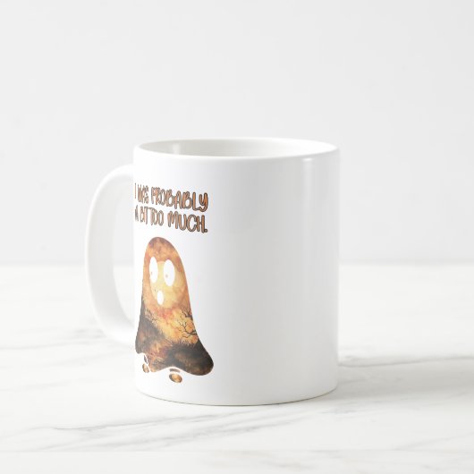 Leuke Halloween-geest die toegeeft te veel te zijn Koffiemok (Voorkant links)