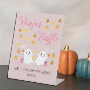 Leuke Halloween Geesten Roze Luier Raffle Teken Reclamebord Met Voetstuk