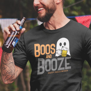 Leuke Halloween Ghost Drink Beer Boos en Booze T-shirt